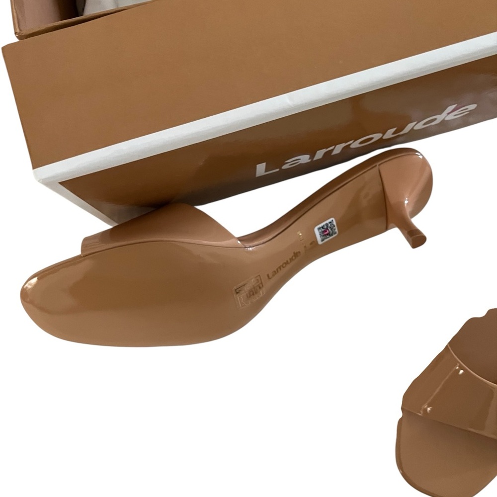 Larroude Glossy Tan Slide Sandals - Picture 2 of 5